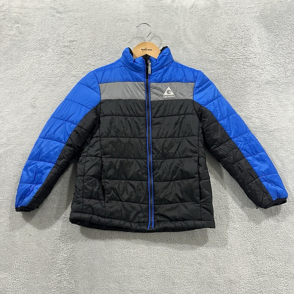 Gerry Full Zip Puffer Jacket Youth Kids S 7/8 Blue Black Active Winter